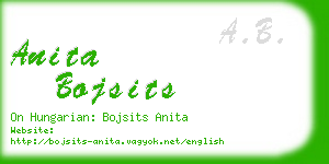 anita bojsits business card